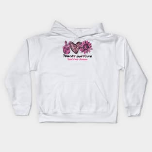 Peace Lover Cure Breast Cancer Awareness Kids Hoodie